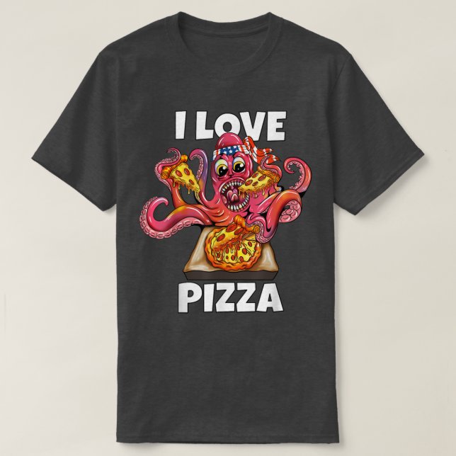 Camiseta Octopus Squid Come Fast Comida Lover I Love Pizza  (Frente do Design)
