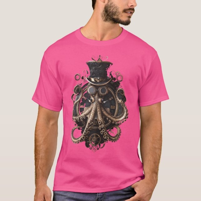 Camiseta Octopus Steampunk De Arte De Vapor (Frente)