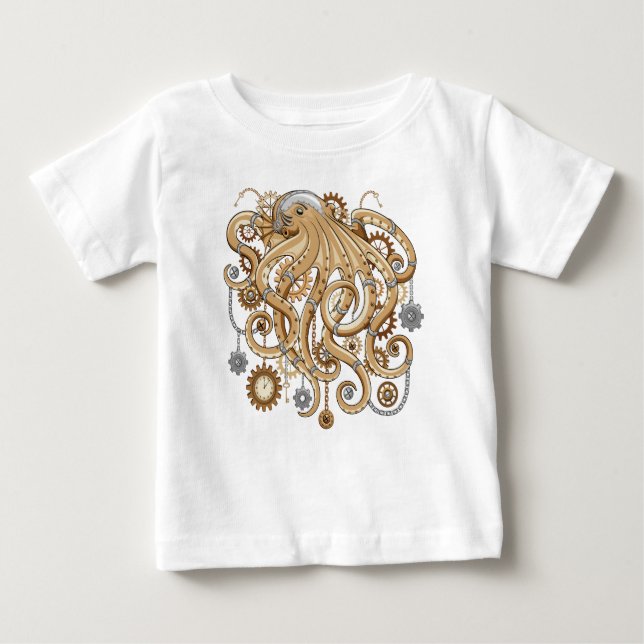 Camiseta Octopus Steampunk Surreal Style Machine (Frente)