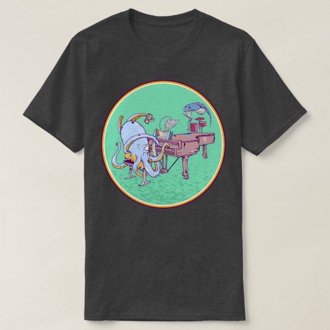 Camiseta Octopus tocando piano (Frente do Design)