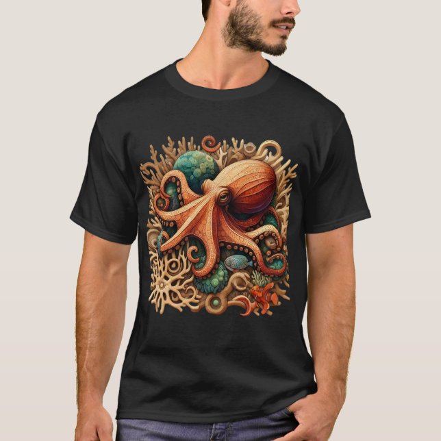Camiseta Octopus tocando tambores no oceano (Frente)