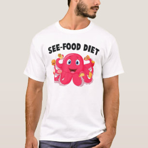 Camiseta Octopus - Ver Comida Diet - Sorvete - Bolo - Pizza