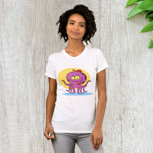 Camiseta Octopus Vestindo Boné De Bola Vermelha Mulher Cami