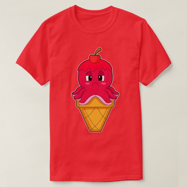 Camiseta Octopus Waffle sorvete Cherry (Frente do Design)