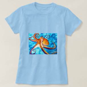 Camiseta Octopus watercolor sob a arte do mar
