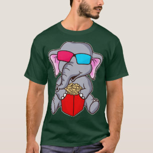 Camiseta Óculos 3D, Elefante Engraçado, Pipoca
