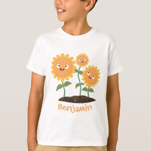 Camiseta Óculos bonitos girassóis felizes sorrindo ilustr