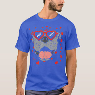 Camiseta Óculos Cardíacos Com Face Pitbull Dia de os namora