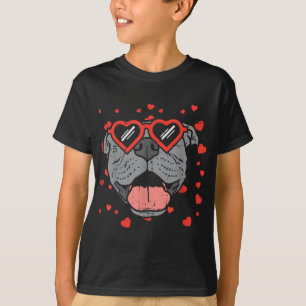 Camiseta Óculos Cardíacos Com Face Pitbull Dia de os namora