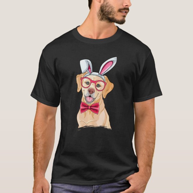 Camiseta Óculos com Orelhas de Coelho Labrador Retriever Pá (Frente)