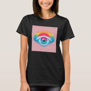 Camiseta Óculos De Arco-Íris Cuto Ilustração Colorida Lágri
