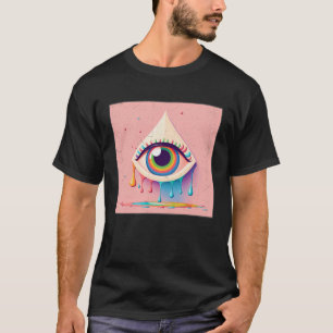 Camiseta Óculos De Arco-Íris Cuto Ilustração Colorida Lágri