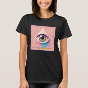 Camiseta Óculos De Arco-Íris Cuto Ilustração Colorida Lágri