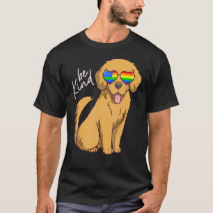 Camiseta Óculos de Cachorro Golden Retriever Bandeira Arco-