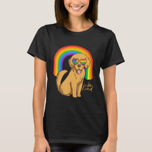 Camiseta Óculos de Cachorro Golden Retriever Bandeira Arco-