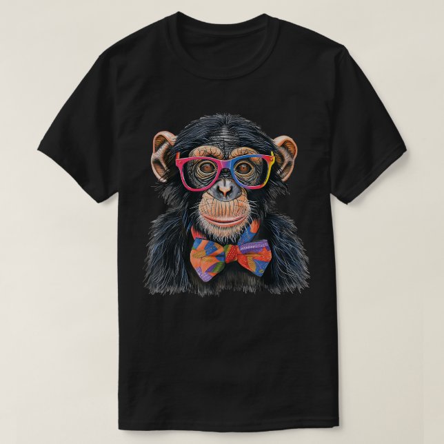 Camiseta Óculos de chimpanzé e chimpanzé-de-bolinho (Frente do Design)