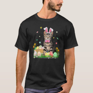 Camiseta Óculos de coelhinho de Páscoa de Gato Bonito