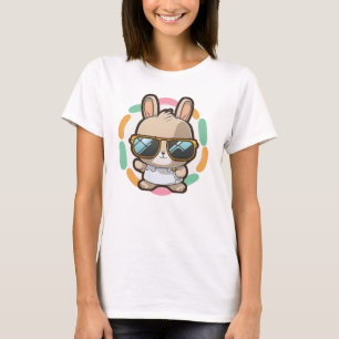 Camiseta Óculos de Coelhinho Legal Páscoa Cartoon Primavera