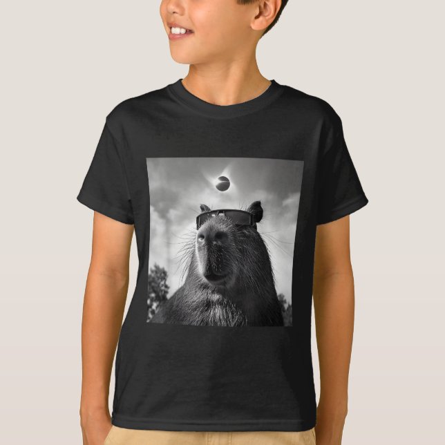 Camiseta Óculos de Eclipse Solar de Capivara Engraçada (Frente)