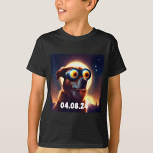 Camiseta Óculos de Eclipse Solar Total de Cachorro Fofo