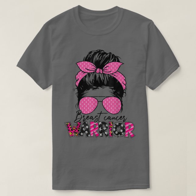 Camiseta Óculos de freio Vestem Cancer de peito do guerreir (Frente do Design)
