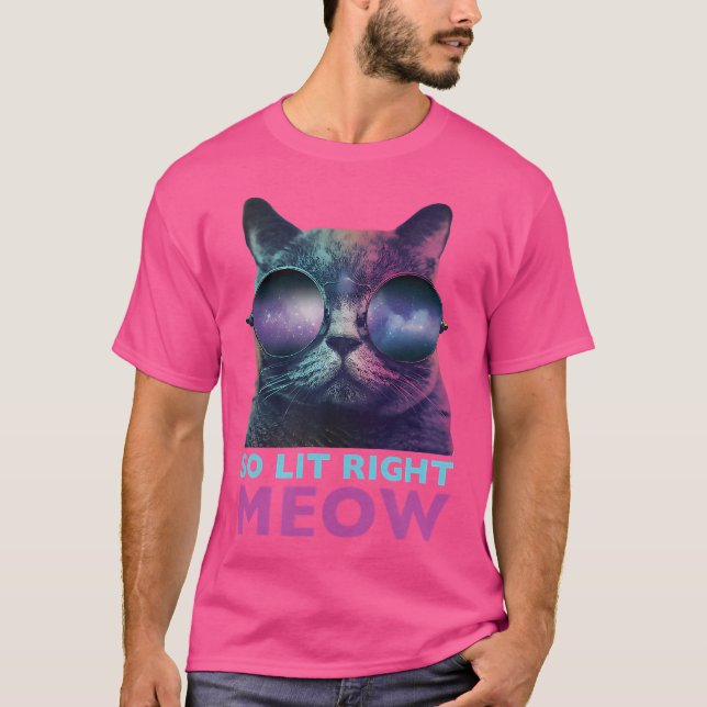 Camiseta Óculos de Galáxia EDM de Gato Tão Lit Agora (Frente)