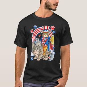 Camiseta Óculos de Gato 4 de Julho e Meowica de Unicórnio C