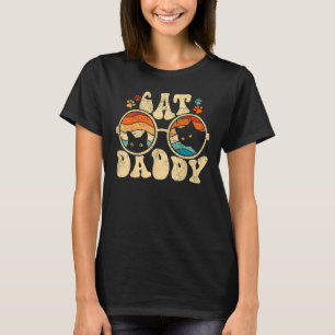 Camiseta Óculos de Gato Retro Groovy Pai Gato Preto do Pai