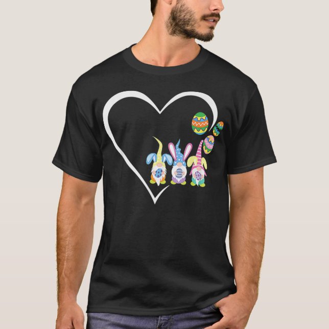 Camiseta Óculos de gnomo Páscoa de coração bonito caçando m (Frente)