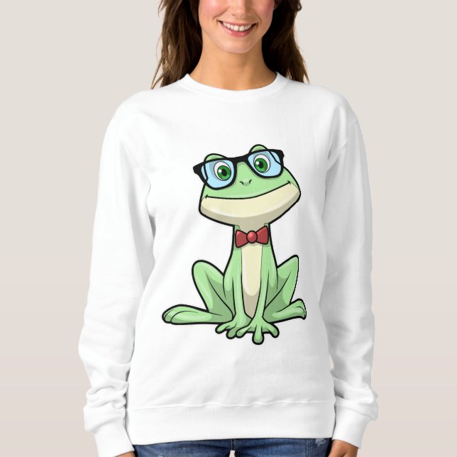 Camiseta Óculos de gravata para estudante nerd de rã (Frente)