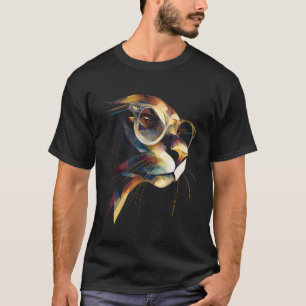 Camiseta Óculos de Leão-Marinho Arte de Rosto de Animal Des