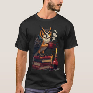 Camiseta Óculos de Leitura Coruja Dark Academia Biblioteca