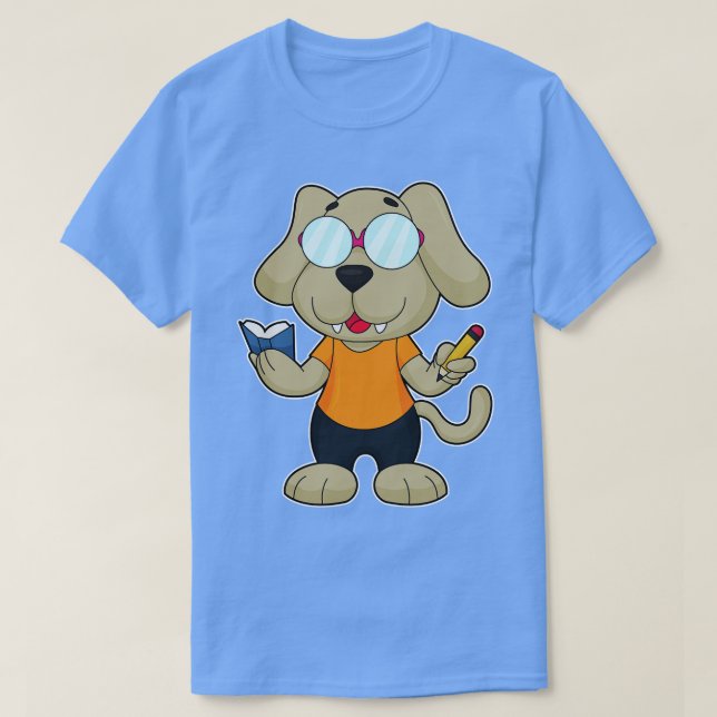 Camiseta Óculos de Livro de Cachorro Nerd (Frente do Design)