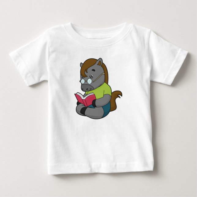 Camiseta Óculos de Livro Nerd de Cavalo (Frente)
