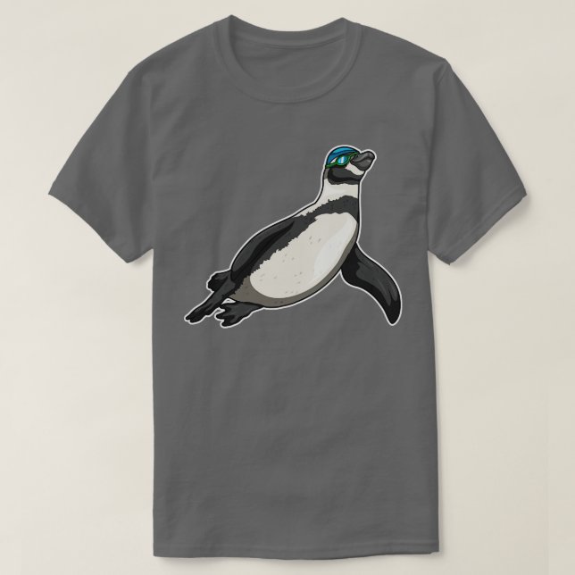 Camiseta Óculos de natação de pinguim nadando (Frente do Design)
