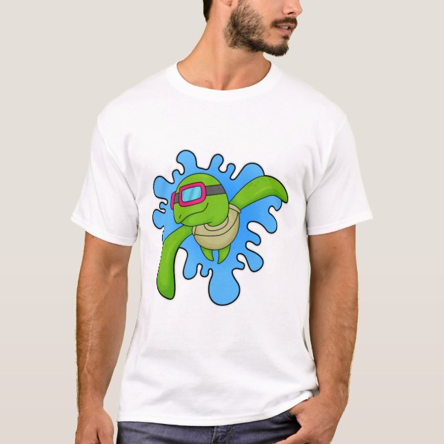Camiseta Óculos de natação de tartaruga (Frente)