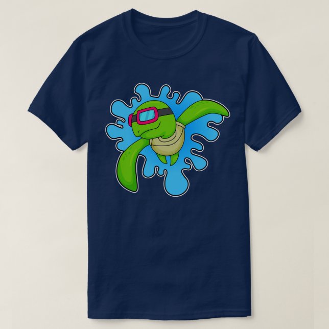 Camiseta Óculos de natação de tartaruga (Frente do Design)
