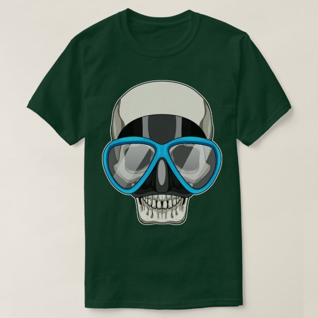 Camiseta Óculos de natação em crânio (Frente do Design)