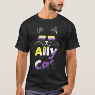 Camiseta Óculos de Sol Ally Cat Bandeira Enby Não Binário N