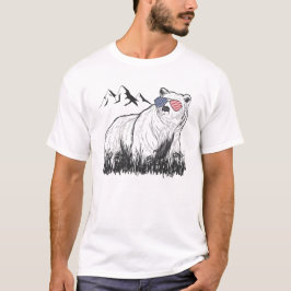 Camiseta Óculos de sol americanos do Black Grizzly Bear