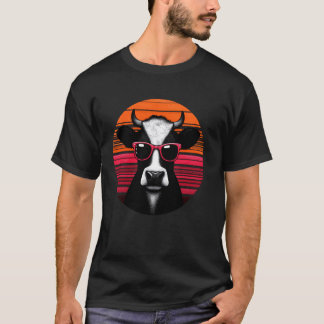 Camiseta Óculos de Sol Animais Vaqueiro Retro Vintage Pôr d