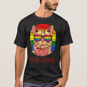 Camiseta Óculos de Sol Arco-íris de Gato Aliado Purride Org