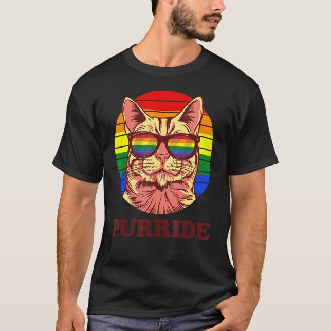 Camiseta Óculos de Sol Arco-íris de Gato Aliado Purride Org (Frente)