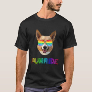 Camiseta Óculos de Sol Arco-íris Face de Corgi Orgulho Gay 
