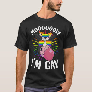 Camiseta Óculos de Sol Arco-Íris Orgulho da Vaca LGBTQ