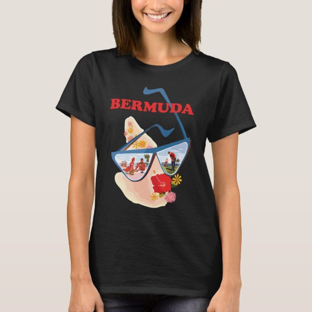 Camiseta Óculos de Sol Bermudas Praia Azul Viagem (Frente)