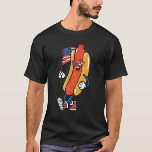 Camiseta Óculos de Sol Cachorro-Quente Bandeira Americana E