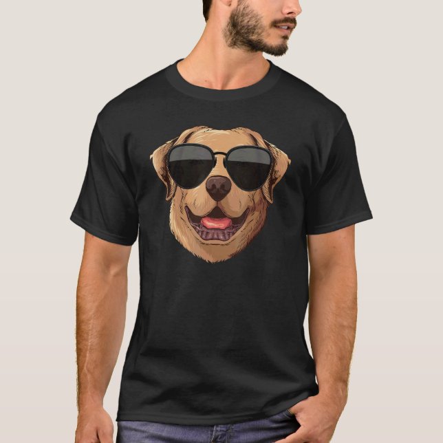Camiseta Óculos de sol cães retriever golden fixe para home (Frente)