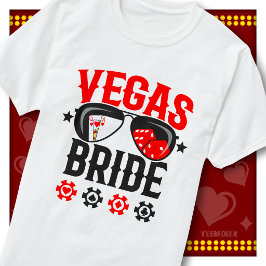 Camiseta Óculos de Sol Cartas de Cassino da Noiva de Vegas