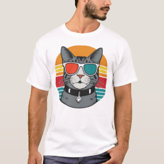 Camiseta Óculos de Sol Cat Daddy Pôr do Sol Retro Pelo Pai 